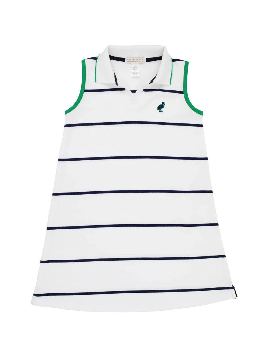 Sleeveless Maude’s Polo Dress – Worth Avenue White/Nantucket Navy/Kiawah Kelly