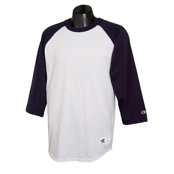 Champion Men’s White/Navy Baseball T-Shirt