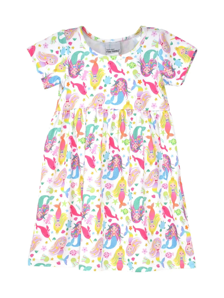 UPF 50+ Laya Short Sleeve Tee Dress – Mermaid Bliss