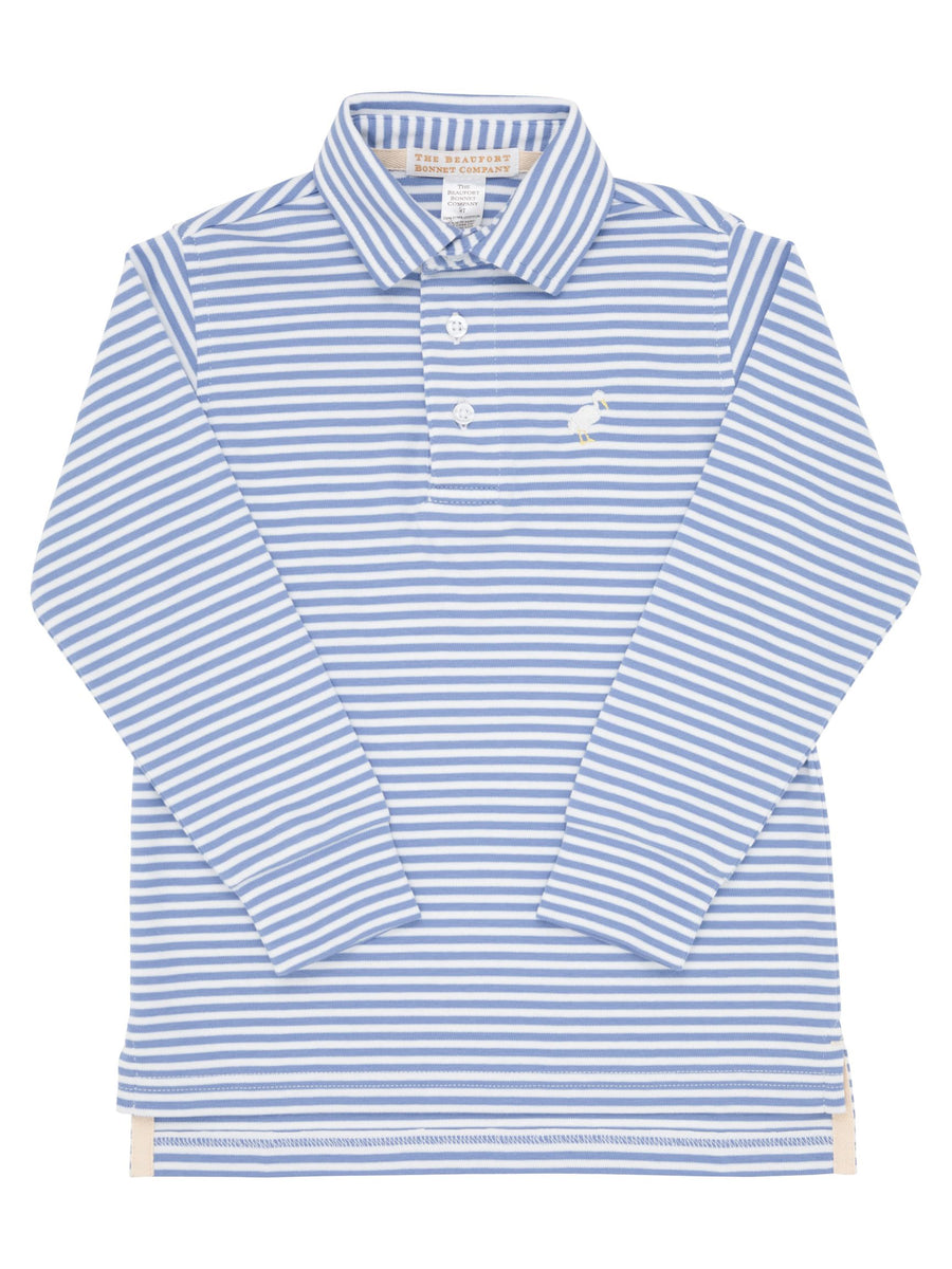 Prim and Proper L/S Polo – Park City Periwinkle Stripe