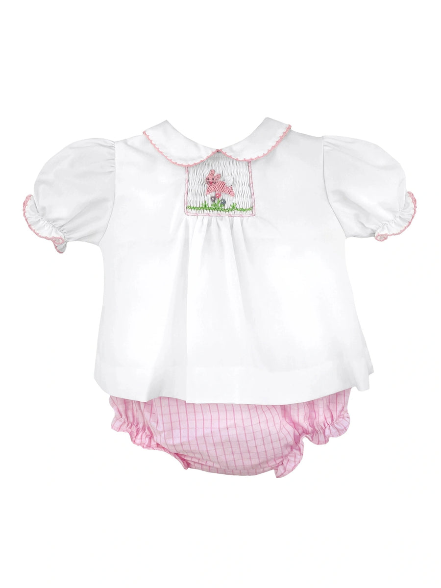 Pink Easter Bunny Smocked Diaper Set