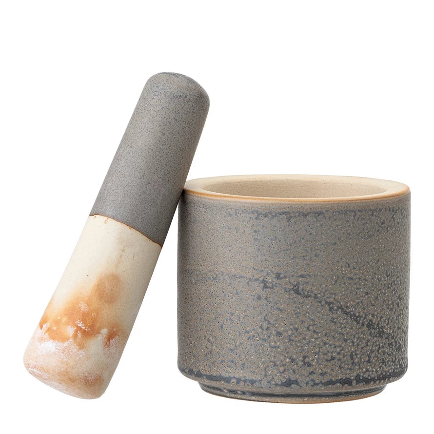 Stoneware Mortar + Pestal