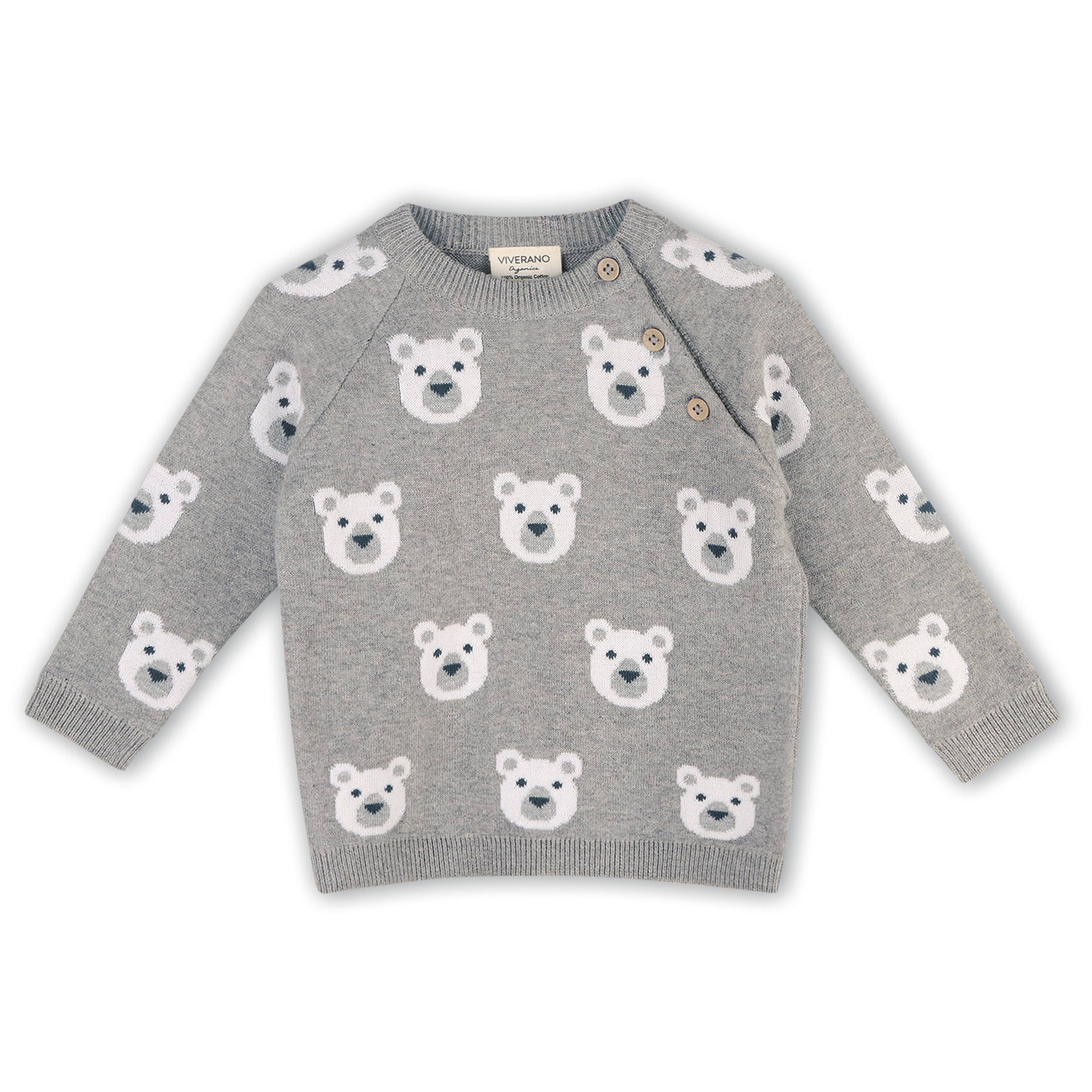 Bear Jacquard Knit Baby Raglan Pullover Sweater (Organic)