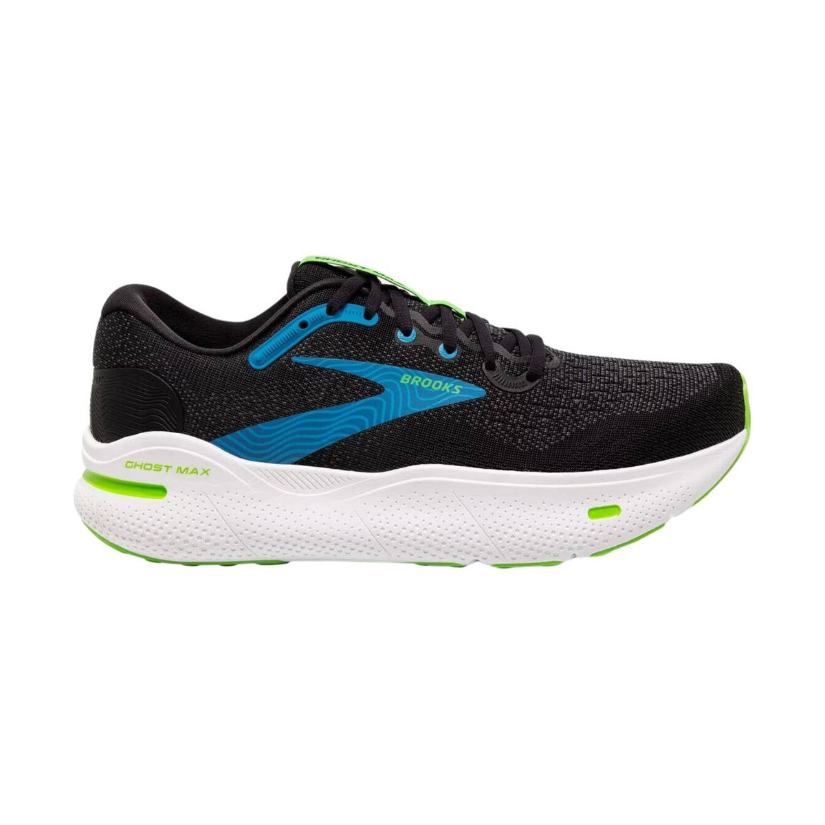 Brooks Men’s Ghost Max Running Shoe – Black/Atomic Blue/Jasmine – ONLINE STORE CREDIT/EXCHANGE ONLY