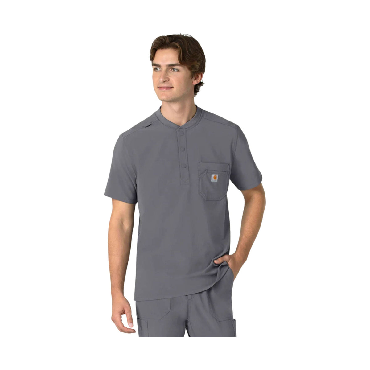 Carhartt Men’s Cross Flex Henley Scrub Top – Pewter