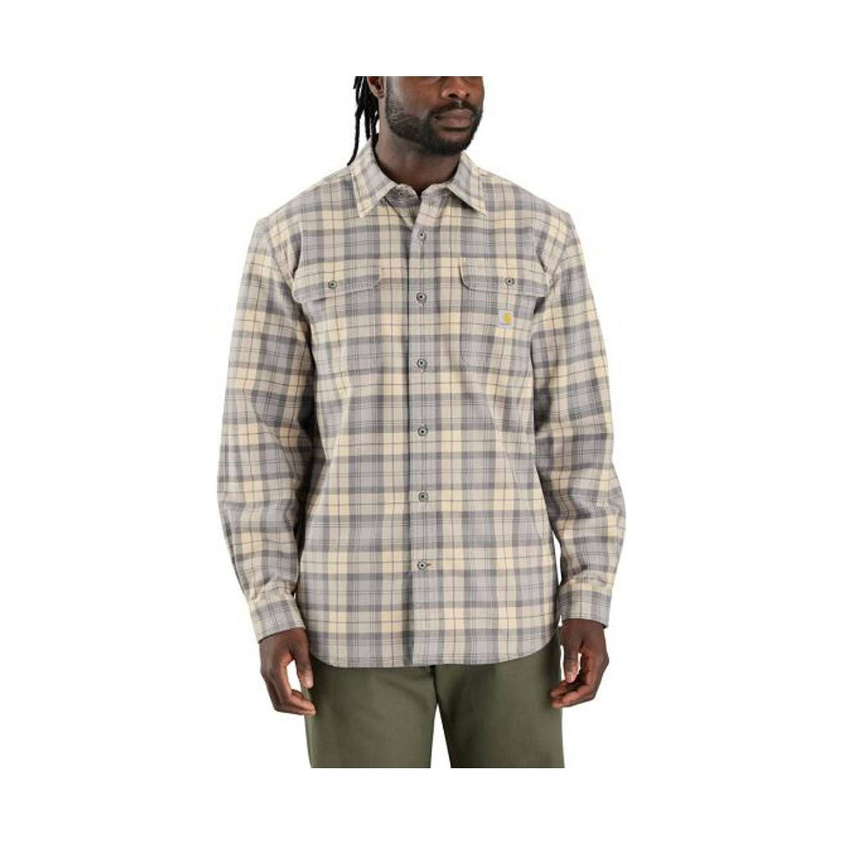 Carhartt Men’s Heavy Weight Flannel LS Plaid Shirt – Gray