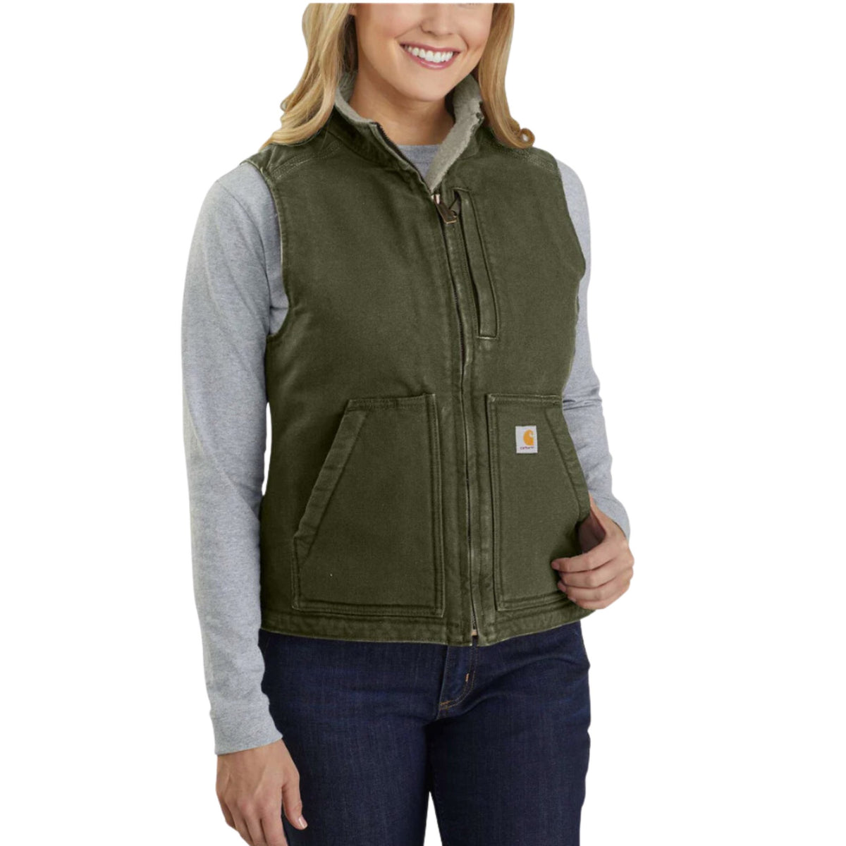 Carhartt Women’s Sherpa Lined Vest Relaxed Fit – Basil – ONLINE STORE CREDIT/EXCHANGE ONLY