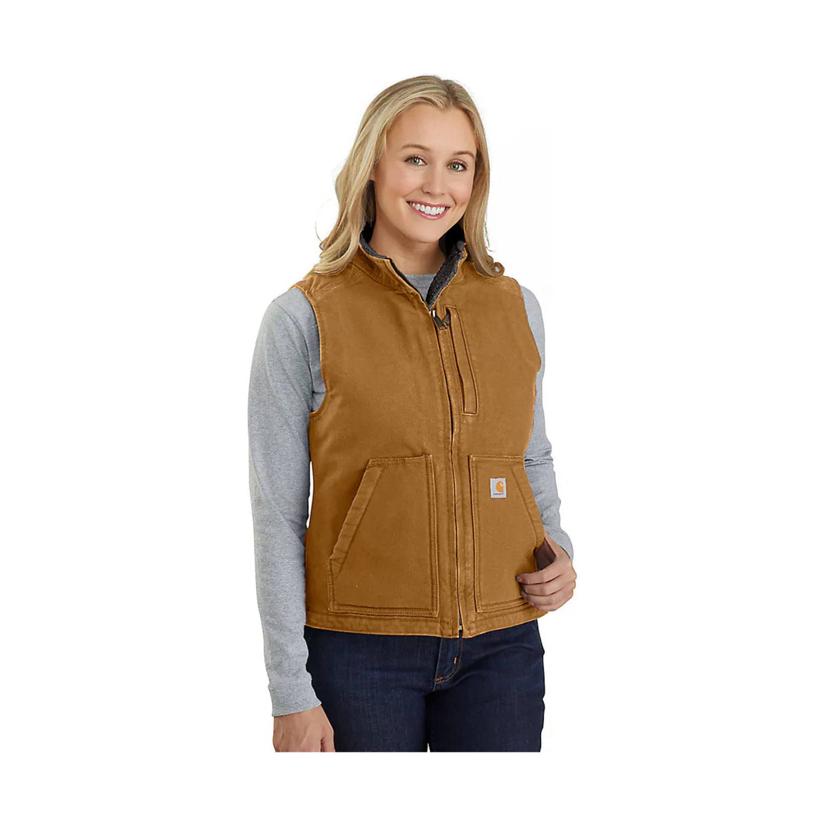 Carhartt Women’s Sherpa Lined Vest Relaxed Fit – Carhartt Brown