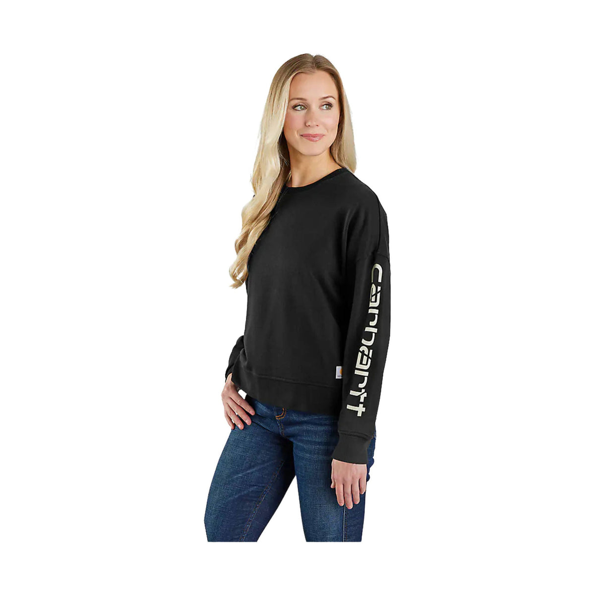 Carhartt Women’s Tencel Fiber Series Loose Fit Long Sleeve Graphic Sweatshirt – Black