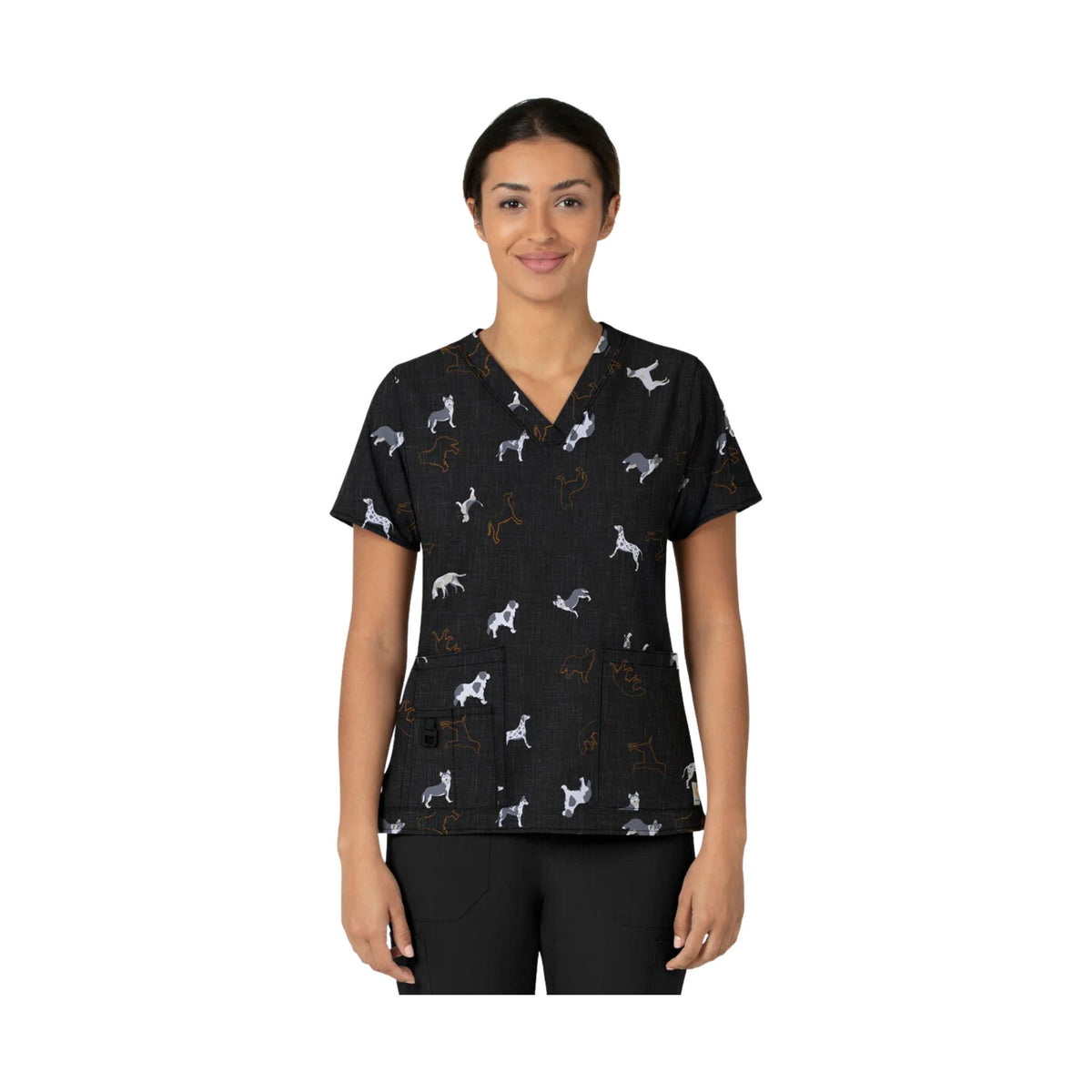 Carhartt Women’s V Neck Print Scrub Top – Doggy Display – ONLINE STORE CREDIT/EXCHANGE ONLY