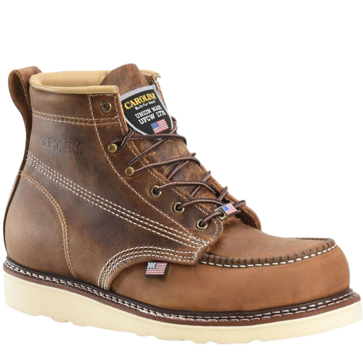 Carolina Men’s Amp 6 Inch USA Soft Toe Moc Work Boots – Brown