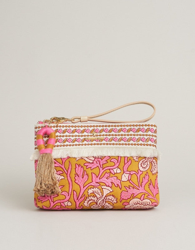 Spartina 449 Maci Wristlet Pepper Hall Woodblock Floral Purse FINAL SALE