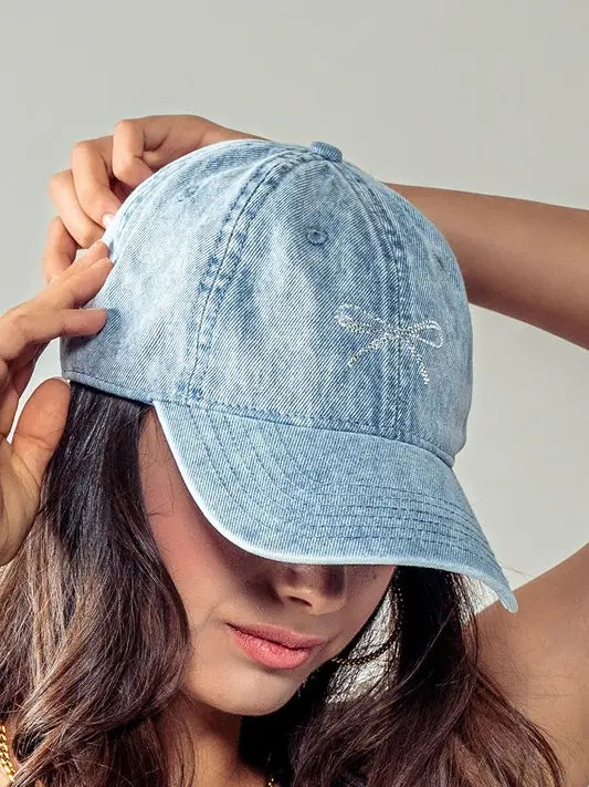 Stone Bow Denim Baseball Cap