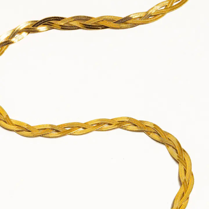 Vedette 18K Gold Non-Tarnish Braided Snake Chain Necklace – Gold