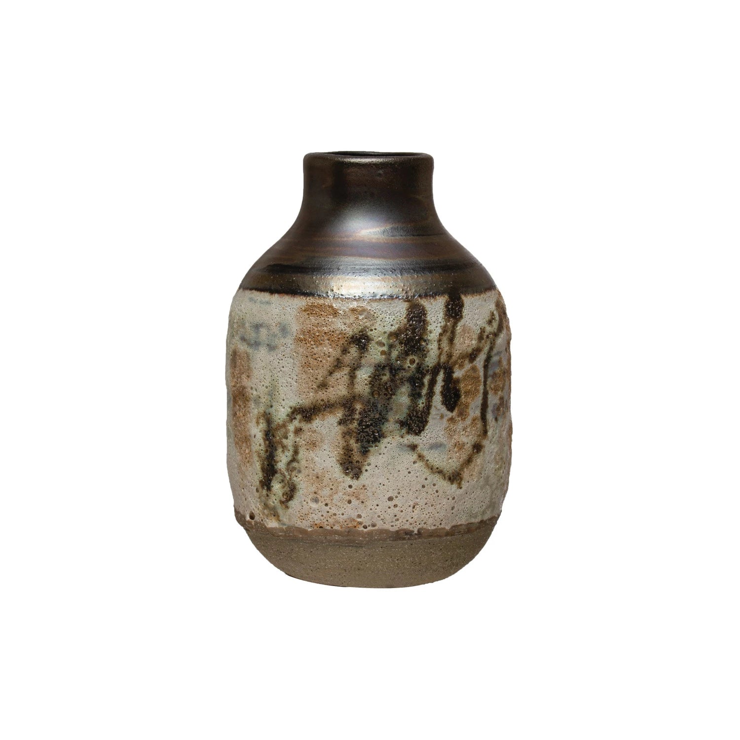 Hand-Painted Stoneware Vase – Multi Color