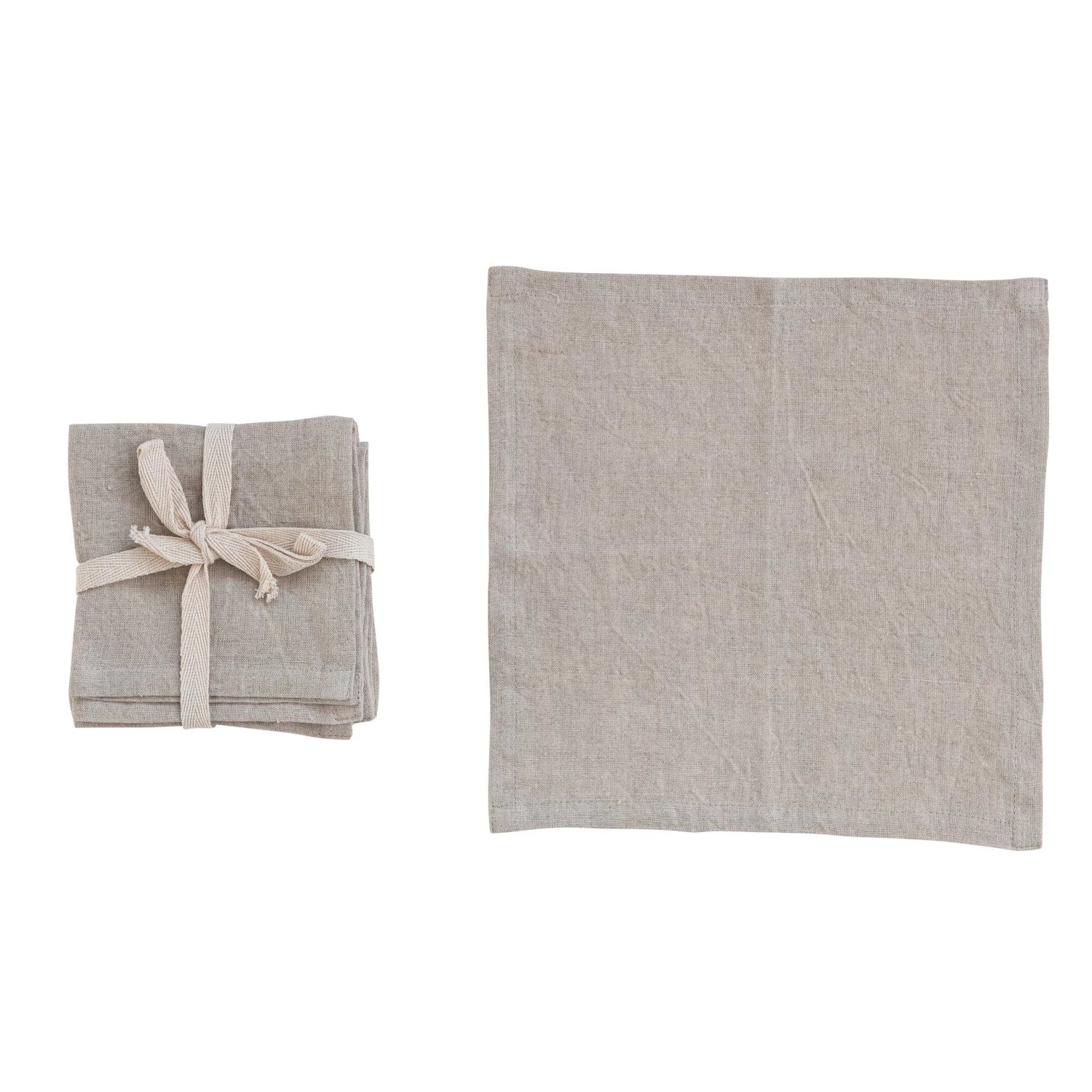 Stonewashed Linen Cocktail Napkins – Natural – Set of 4