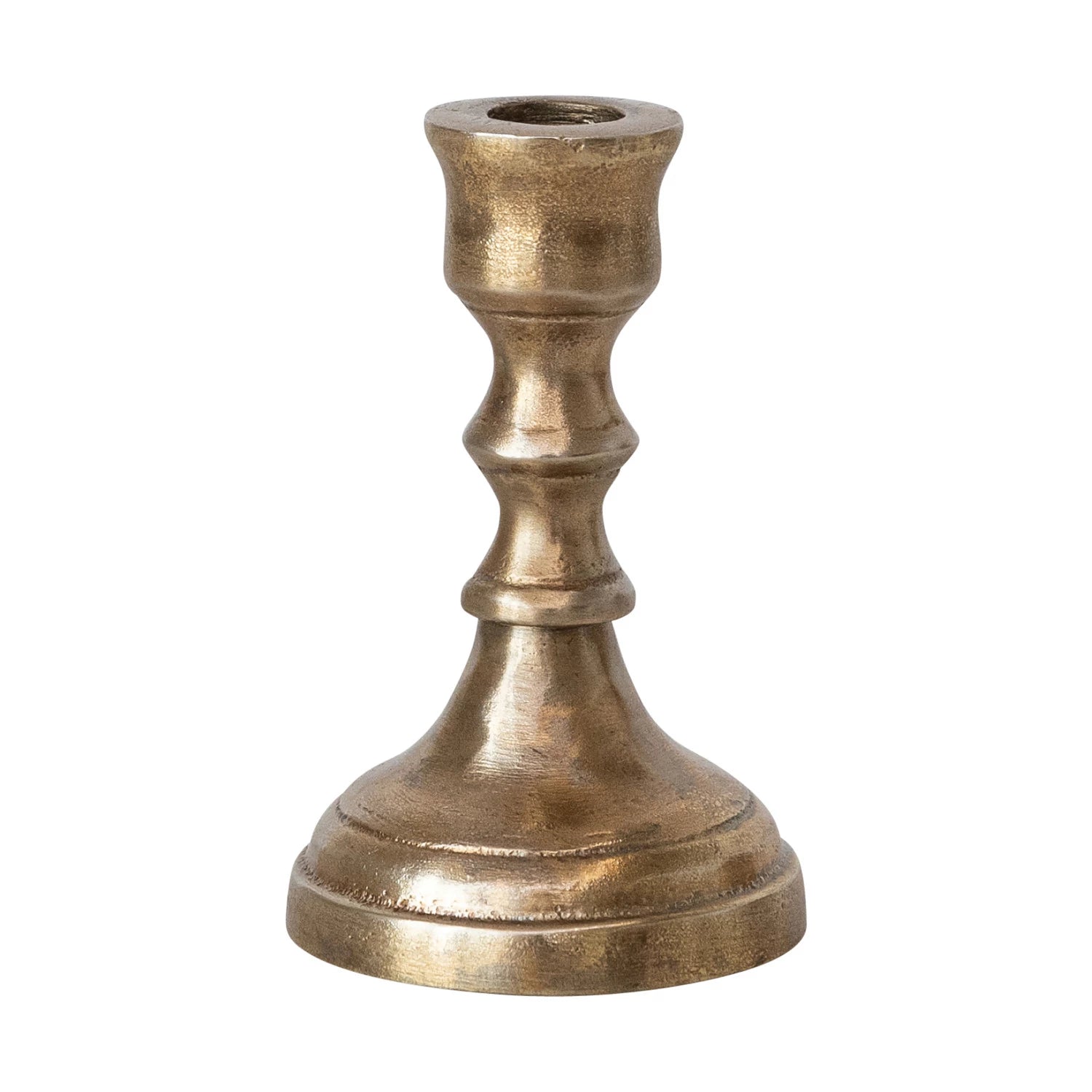 Cast Aluminum Taper Holder – Antique Brass Finish – Medium