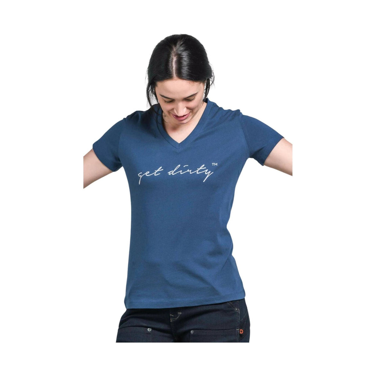 Dovetail Women’s Get Dirty V Neck Tee – Dovetail Blue FINAL SALE