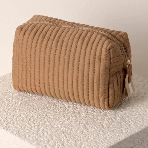 Ezra Large Boxy Cosmetic Pouch in Tan