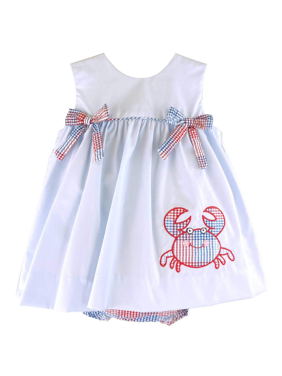 Sun Dress with Crab Applique and Bows