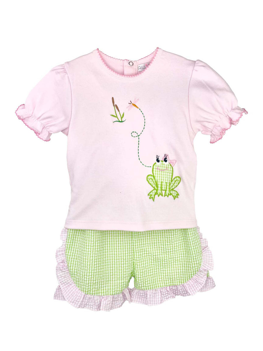 Girl’s Short Set w/Frog Applique & Embroidery