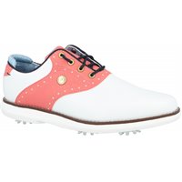 Ladies FootJoy Traditions Summer Classics Previous Season Shoe Style Golf Shoe in White / Cape Red / Navy