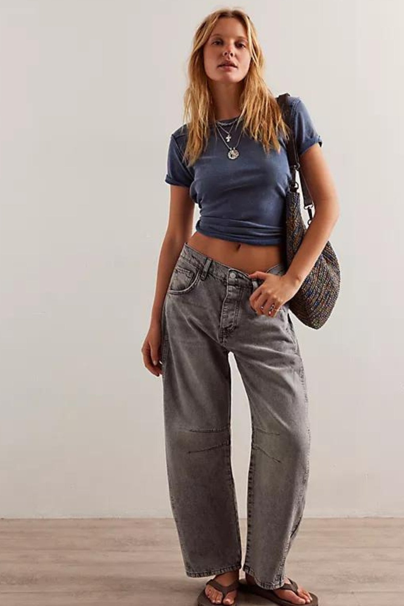 Free People: Good Luck Mid Rise Barrel in Falcon Grey