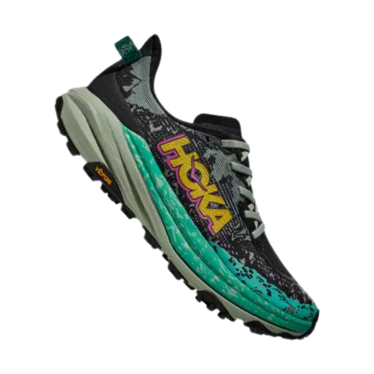 HOKA Women’s Speedgoat 6 Trail Running Shoes – Black/ Aloe Vera