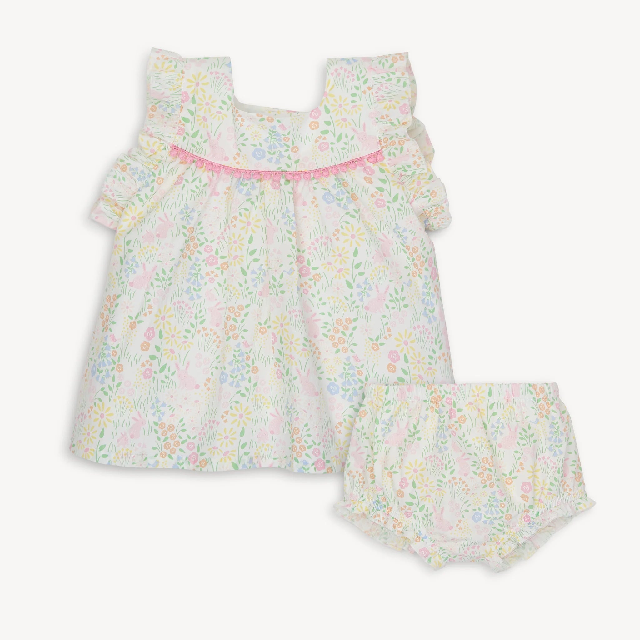 Hop Garden Cotton Poplin Magnetic Sleeveless Dress & Diaper Cover