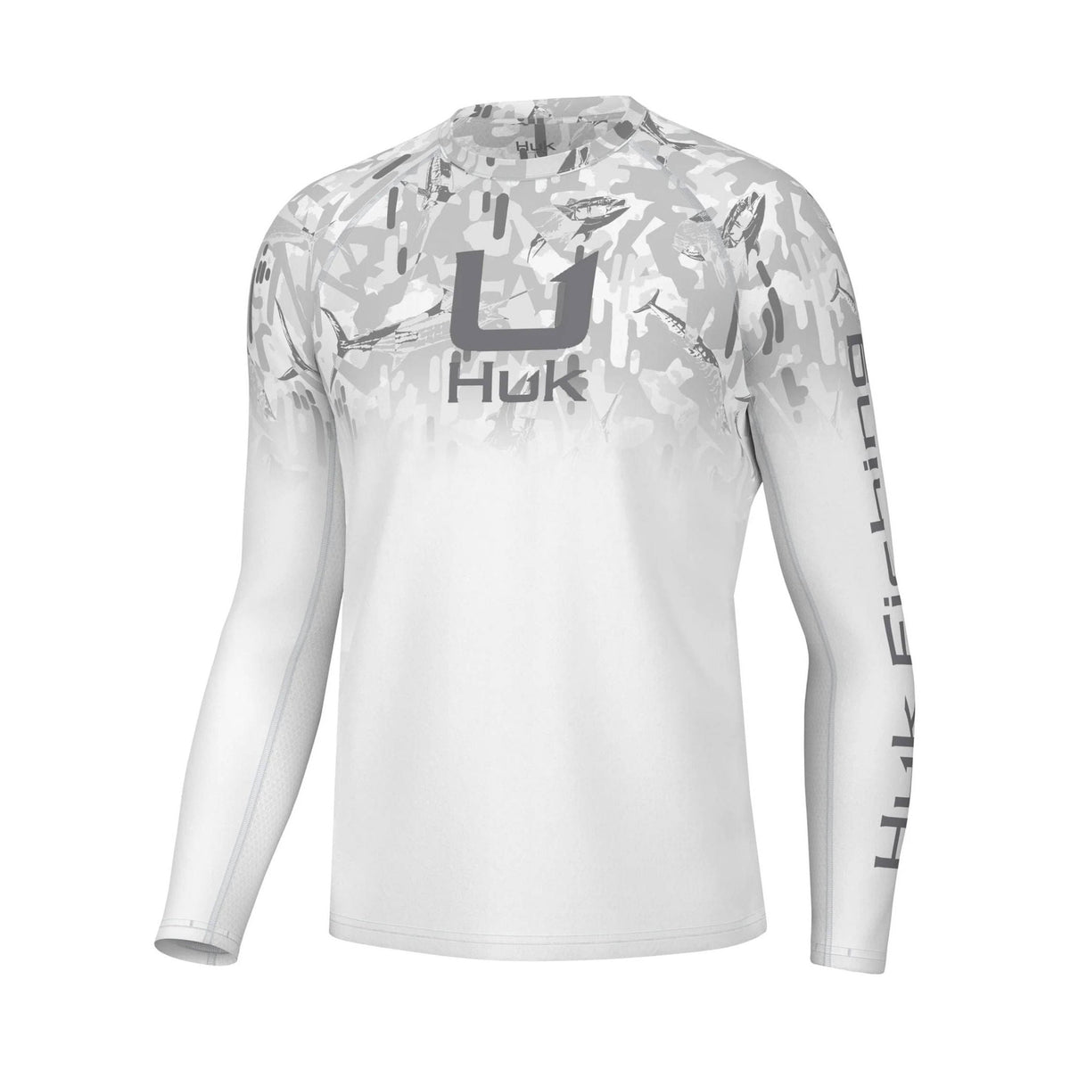 Huk Men’s Icon Apex Vert Fade Performance Shirt – White/Grey