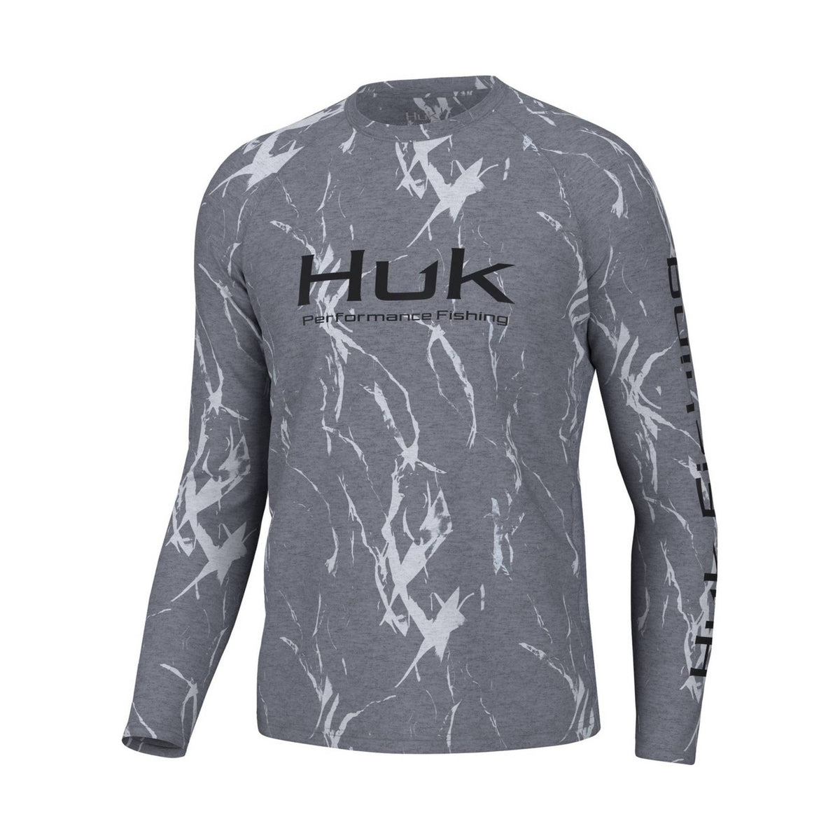 Huk Men’s Kelp Wash Heather Pursuit Long Sleeve Top – Volcanic Ash Heather