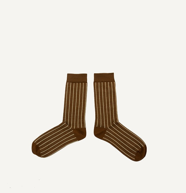 Monk & Anna – Socks- Gold Glitter Lines – Mahogany