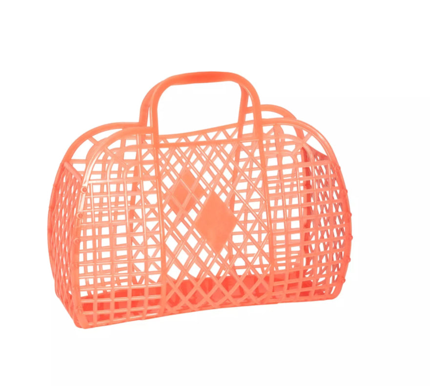 Sunjellies – Small Retro Basket – Neon Orange