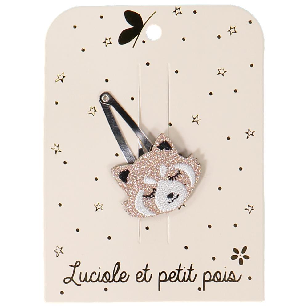 Luciole et Petit Pois – Red Panda Hair Clip – Pink Glitter