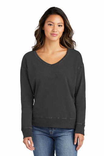 Port & Company LPC098V Ladies Beach Wash Garment Dyed V Neck Sweatshirt