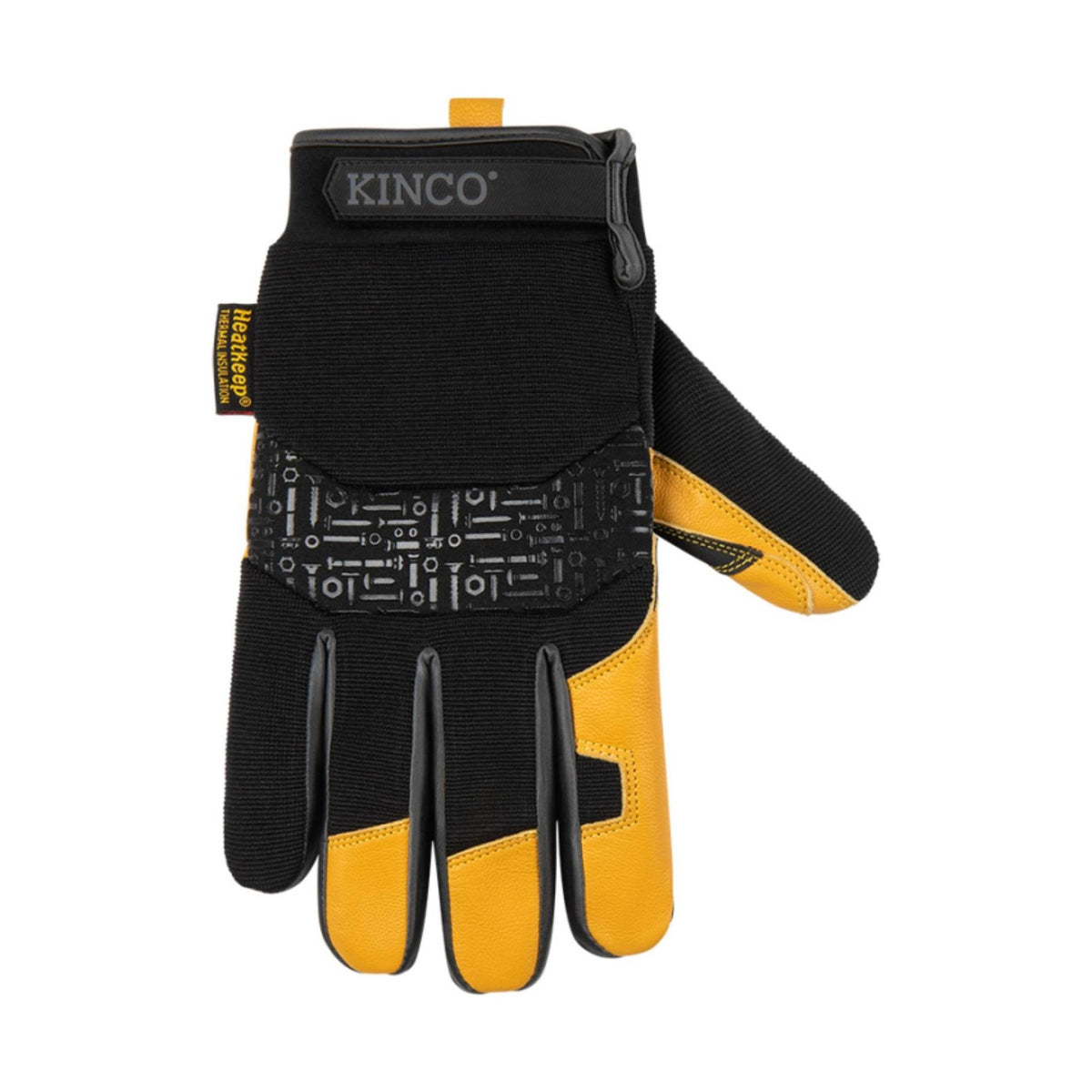 Kinco Men’s Lined Premium Grain Goatskin and Synthetic Hybrid With Pull Strap Gloves – Yellow/Black