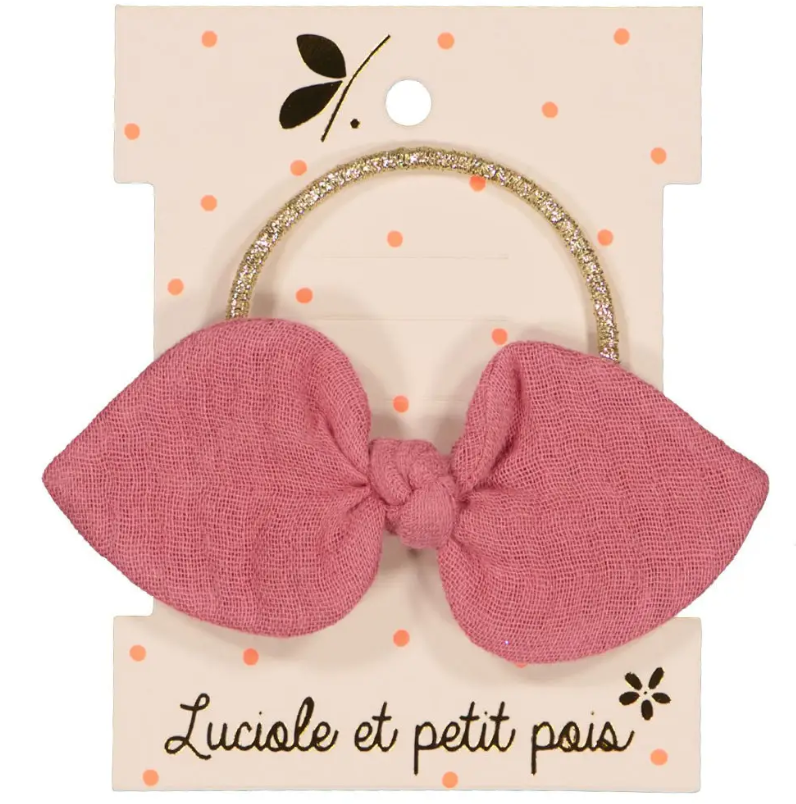 Luciole et Petit Pois – Rabbit Knot Elastic – Raspberry Double Gauze