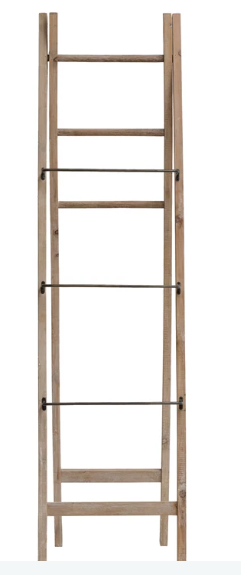 Decorative Wooden Ladder With Metal Rungs