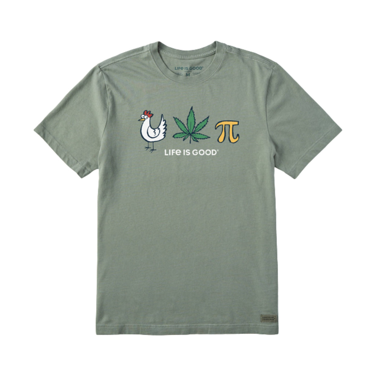 Life Is Good Men’s Chicken Pot Pi Icons Short Sleeve Tee – Moss Green