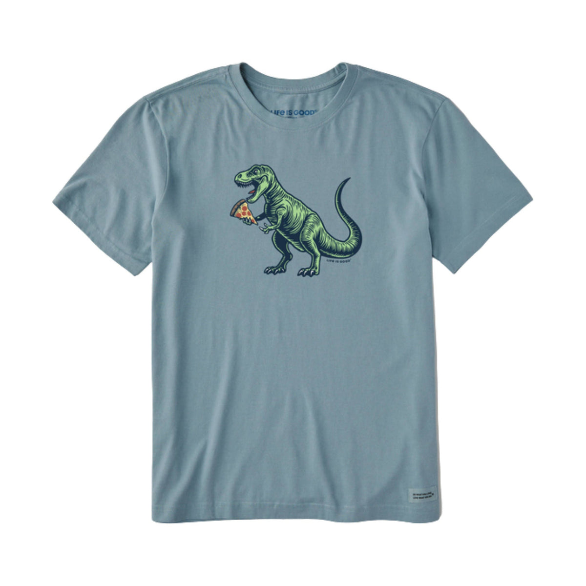 Life Is Good Men’s Snack Attack T Rex Crusher LITE Tee – Smokey Blue