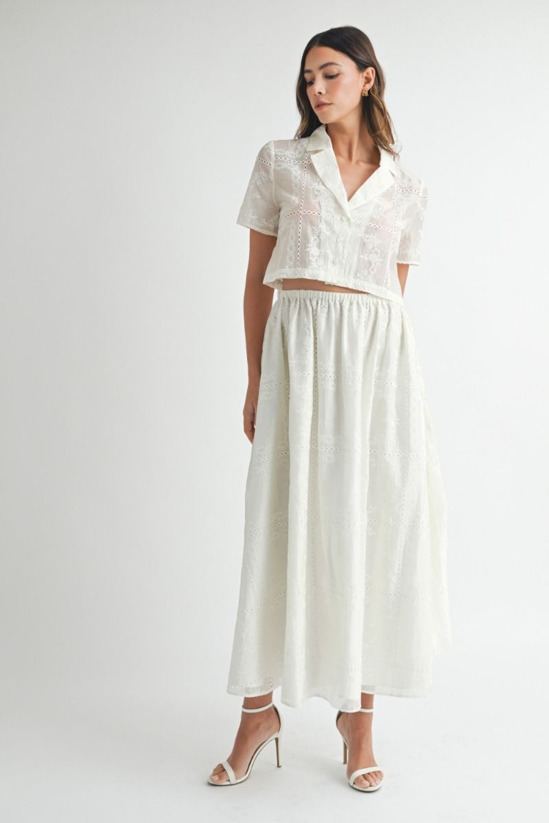 Patchwork Midi Skirt – Off White