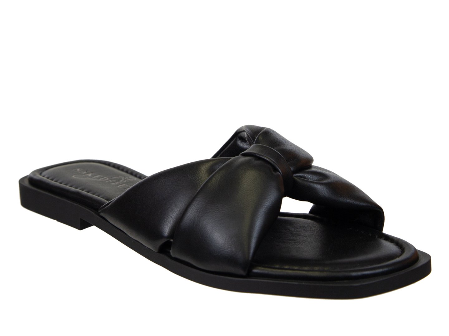 NAKED FEET – GOA in BLACK Flat Sandals