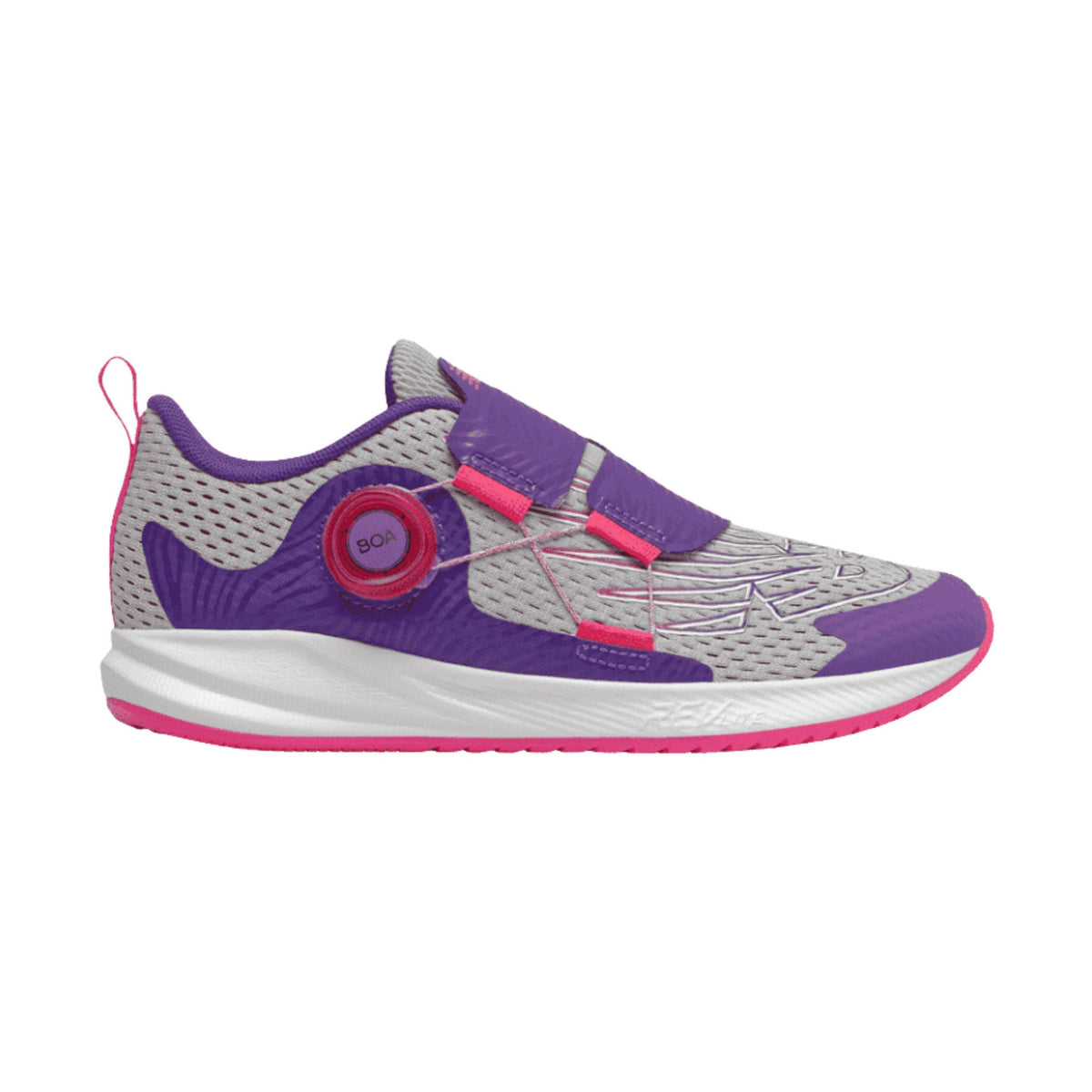 New Balance Big Kids’ FuelCore Reveal V3 Boa Running Shoes – Rain Cloud/Pink Glo/Prism Purple – ONLINE STORE CREDIT/EXCHANGE ONLY