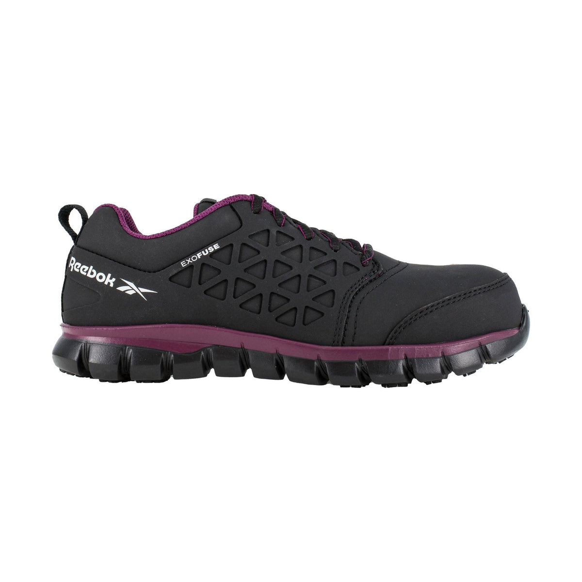 Reebok Work Women’s Sublite Cushion Athletic Composite Toe Work Shoes – Black/Plum