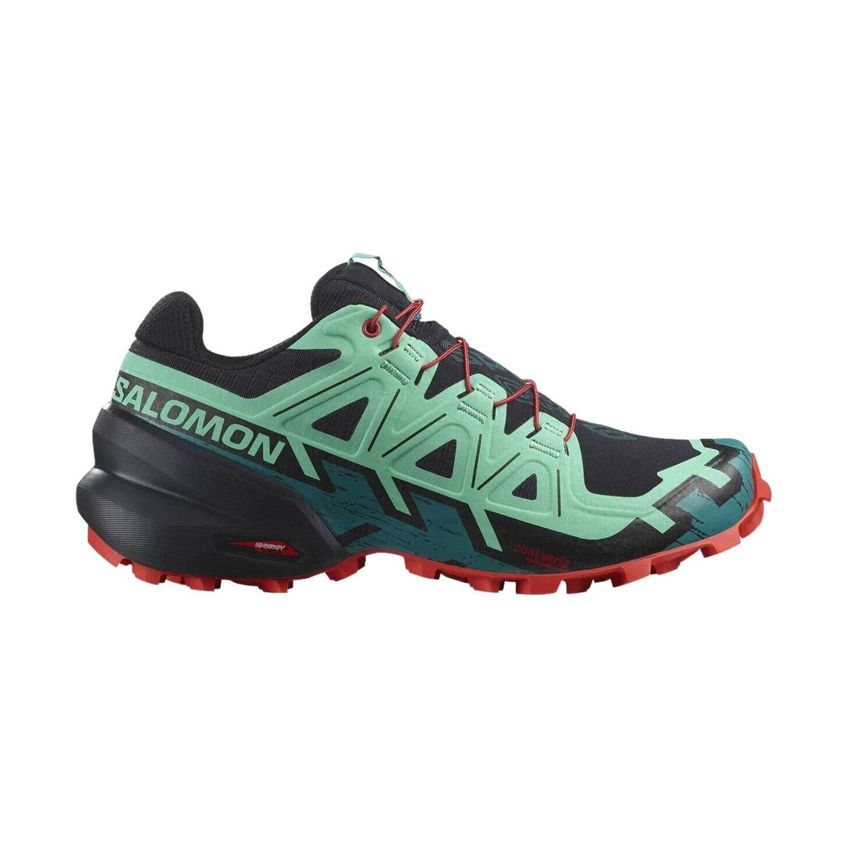 Salomon Women’s Speedcross 6 Trail Running Shoes – Black/Biscay Green/Fiery Red