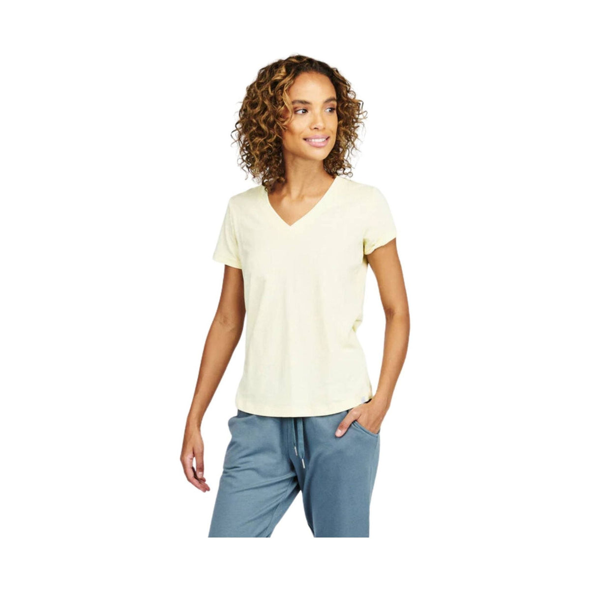 Tasc Women’s Nola V Neck Tee – Daisy Yellow – ONLINE STORE CREDIT/EXCHANGE ONLY