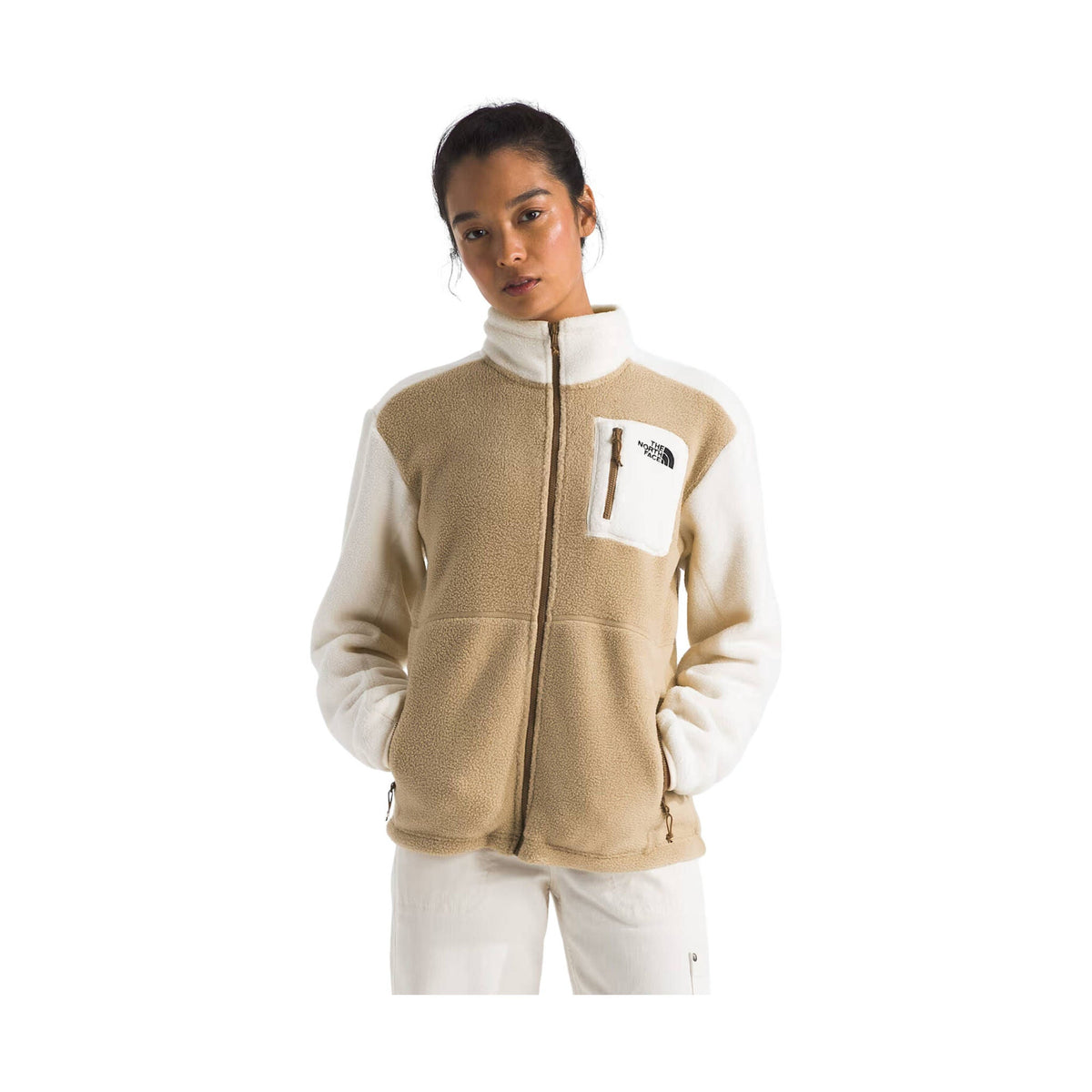 The North Face Women’s Yumiori Full Zip Fleece – Khaki Stone/White Dune/Utility Brown