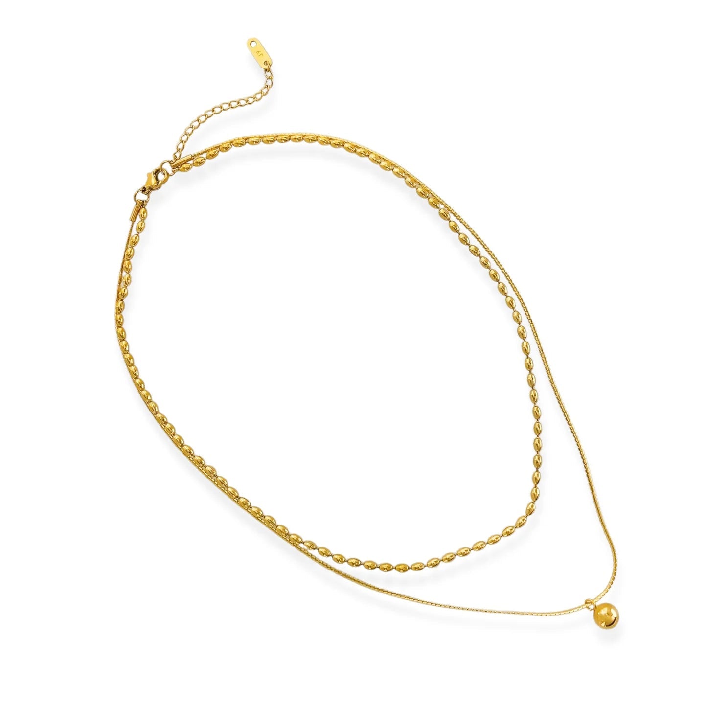 Thin Double Chain Necklace in Gold S6N158G