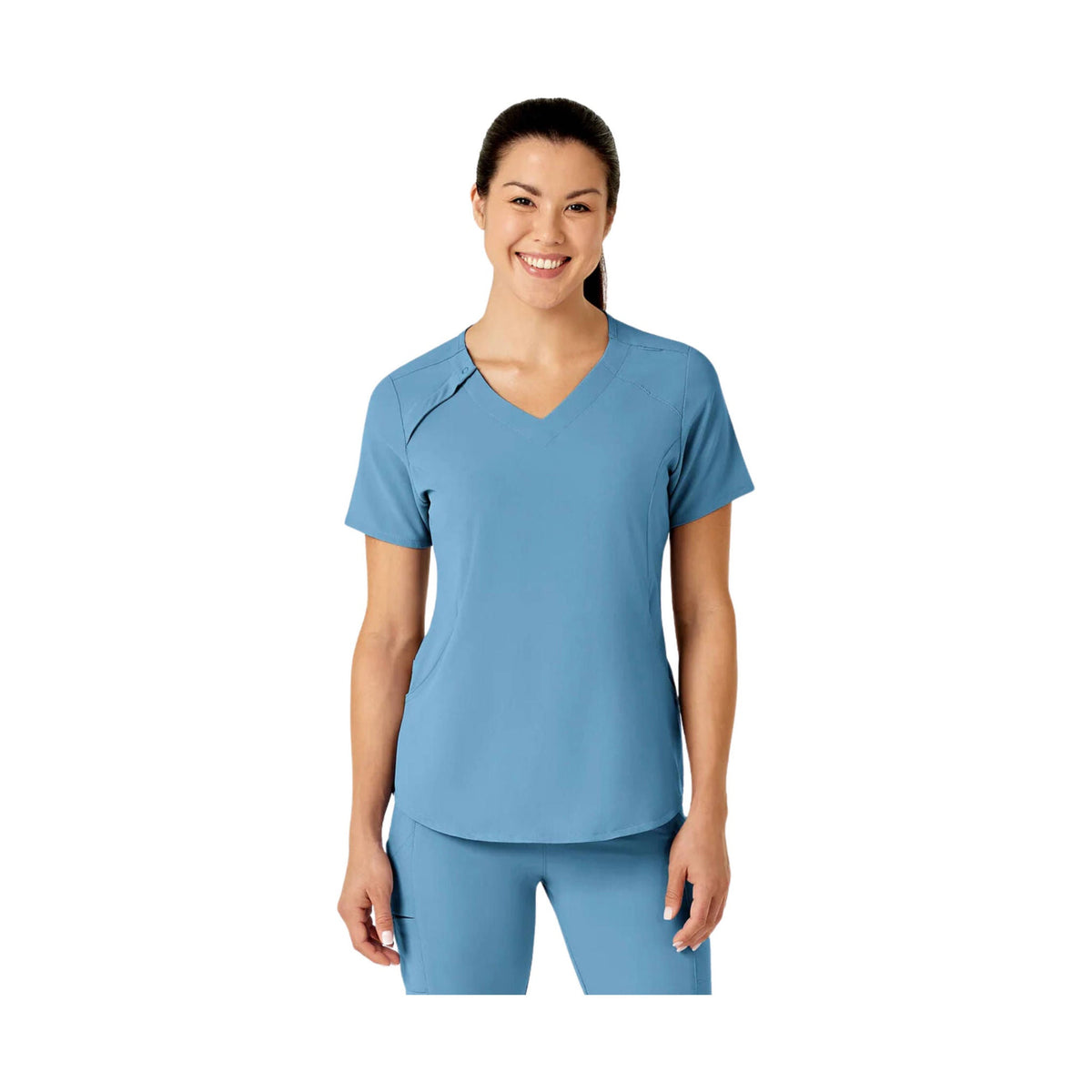 WonderWink Women’s Renew Zip Accent Scrub Top – Bay Blue