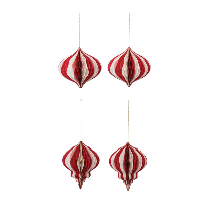 Paper Folding Honeycomb Ornaments – Cream & Red